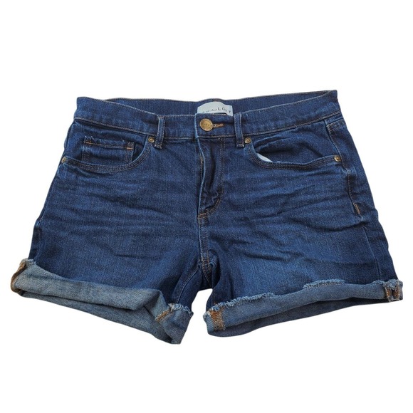 CC - Ann Taylor Loft Womens Shorts 0 Denim Blue Jean Mid Rise Dark Wash Stretch - Picture 1 of 7
